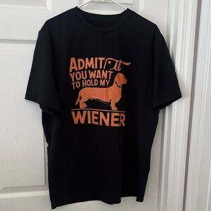 Black T-Shirt with Orange Dachshund Graphic